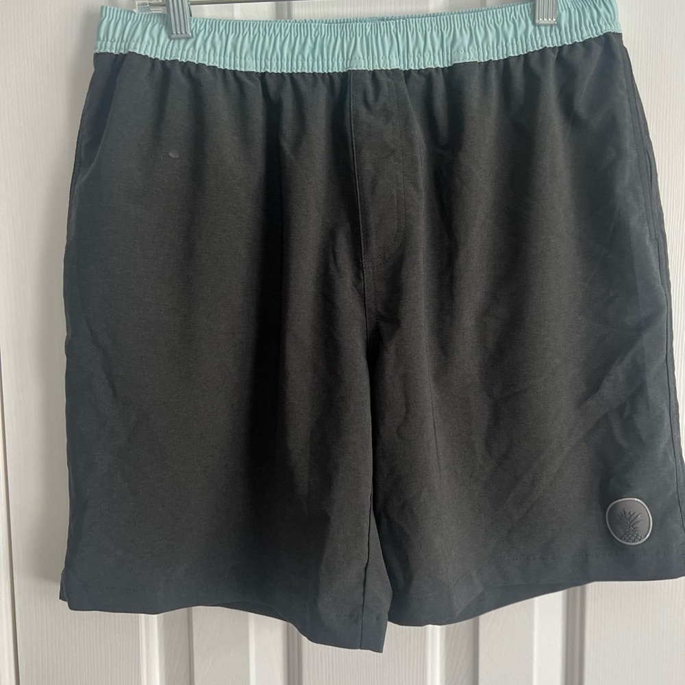 Chubbies Black Swim Shorts with Teal Waistband